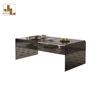 Villa de style moderne Table basse rectangulaire bon marché pour salon avec rangement Meubles de table basse en verre noir pour hôtel