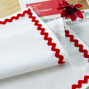 Serviette en lin de coton brodé Ric Rac Edge sans plis Entretien facile pour une planification de fête sans tracas - Product Image 4