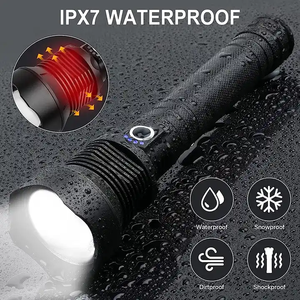 Lampes de poche tactiques LED rechargeables 25000 lumens avec zoom et 5 modes, étanches, de qualité militaire, super lumineuses, rechargeables - Product Image 5