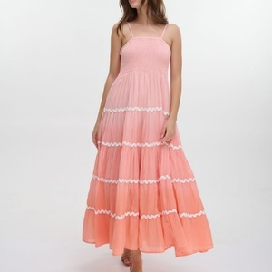 Vestidos Largos de Verano para Mujer al por Mayor, Vestido Maxi de Cintura Alta con Degradado, Espalda Descubierta y Tirantes Finos para la Playa - Product Image 4