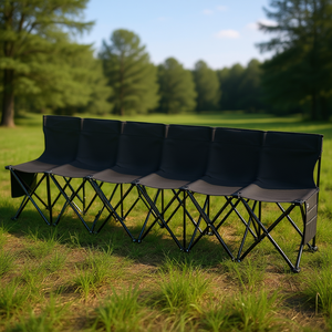 ม้านั่งพับได้แบบพกพาสำหรับกลางแจ้ง 6 ที่นั่ง พร้อมพนักพิง โครงอะลูมิเนียม ผ้าอ๊อกซ์ฟอร์ด เก้าอี้สำหรับตั้งแคมป์และสวน - Product Image 2