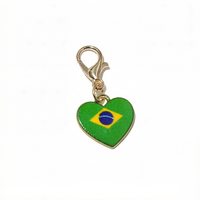 10 pendentifs breloques en émail en forme de cœur avec drapeaux nationaux, fermoir mousqueton, accessoires de bijoux DIY pour porte-clés et bracelets