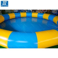 Runder Aufblasbarer Schwimmpool Großer Wasserpool Wasserdichter PVC Aufblasbarer Kinder- und Familienpool für Hinterhof Garten Wasserpark
