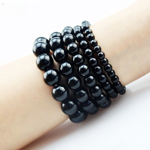 <span class=keywords><strong>Bracelet</strong></span> de perles rondes en cristal de guérison en pierre d'obsidienne noire pour cadeau - Product Image 6