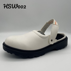 Chaussures de travail anti-choc avec bande réglable, populaires dans les laboratoires et les usines alimentaires, sabots en cuir microfibre blancs HSW013 - Product Image 4