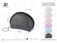 Portamonete semicircolare intrecciato con chiusura a cerniera mini per donna - Product Image 1