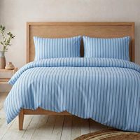 Nouvelle housse de couette rayée bleue, douce et respirante, taie d'oreiller soyeuse et lisse, ensemble de housse de couette de luxe discret pour hôtel
