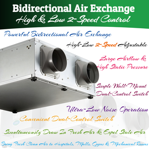 Ventilador de Aire Fresco Bidireccional de Techo con Purificación PM2.5, 2 Velocidades, Bajo Ruido, Sistema de Ventilación con Recuperación de Calor - Product Image 3