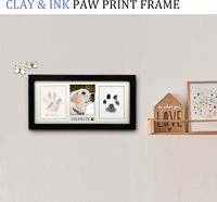 Kit de cadre commémoratif pour animaux de compagnie en bois écologique chien/chat empreinte de patte argile propre tactile tampon encreur personnalisable bricolage amoureux des chiens