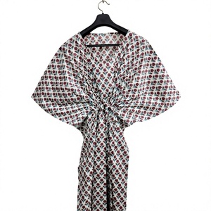 Women's Summer Cotton <b>Kaftan</b> Dress Floor-Length Indian Cotton Bathrobe for Beach Party Casual Bridesmaid Gown Draped Winter - Product Image 1