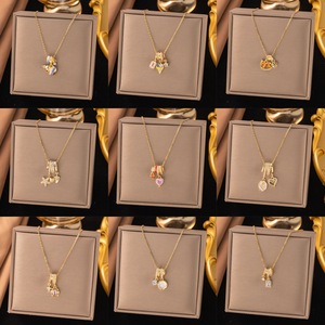 Collar chapado en oro llamativo para mujer, joyería fina de moda con colgante de cobre y circón brillante, venta al por mayor - Product Image 2