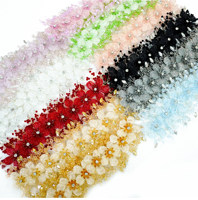 Rayo Applique florale 3D en strass et dentelle, à coudre, ornée de perles de cristal, pour robe de mariée, ceinture et coiffe