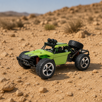Voiture télécommandée RC Desert Buggy verte avec pneus tout-terrain surdimensionnés, cage de sécurité, fonction 'Suivez-moi' 50m, prête à l'emploi, modèle intérieur/extérieur, pour les 5-14 ans, en métal, échelle 1:12
