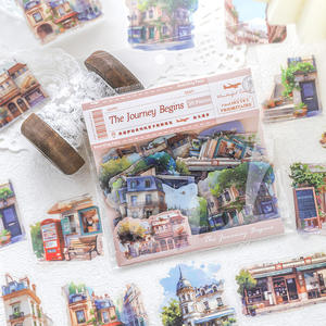 30 autocollants par sac, 6 matériaux décoratifs de collage gratuit pour le début de la tente de paysage de série de voyage - Product Image 2