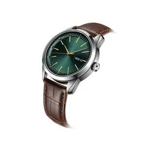 Custom Luxury Watch Leather Wrist Band Waterproof Watches Men Green Quartz Citizen Watch