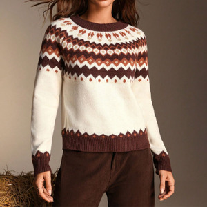Autumn/Winter Sweaters <strong>Women's</strong> Geometric Pattern Round Neck Knitted Pullover <strong>Jumpers</strong> Raglan Sleeve Casual Sweater <strong>for</strong> <strong>Women</strong> - Product Image 2