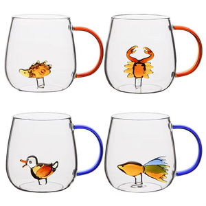 Mug créatif en <span class=keywords><strong>verre</strong></span> borosilicate soufflé à la main, coloré et personnalisé, en forme de canard 3D, 400 ml, sans BPA, réutilisable, alimentaire, pour la maison - Product Image 4