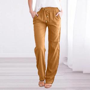 2025 Pure Color Mid Waist Washed Spring <b>Drawstring</b> Quick Dry Loose Casual Straight <b>Trousers</b> for Women - Product Image 1