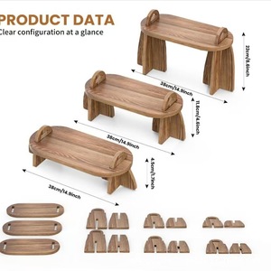 Wooden <b>Ladder</b> <b>Shelf</b> 3 Tier Rectangle Eco Friendly Storage Rack For Food Cosmetics Condiments And Plants Standing Type Retro - Product Image 3