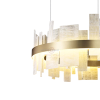 Lustre LED moderne en jade, suspension longue et ronde, pour intérieur, hôtel, salon, plafond, télécommande, blanc chaud