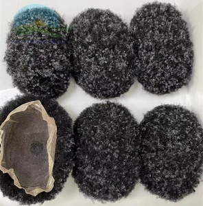 Parrucche Afro per uomo nero 6 ''indiano di sostituzione dei <span class=keywords><strong>capelli</strong></span> per la <span class=keywords><strong>perdita</strong></span> di <span class=keywords><strong>capelli</strong></span> uomini 1b Grey 4mm onda maschio parrucchino pieno pizzo - Product Image 5