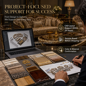 Set di Divani di Lusso Intagliati a Mano in Legno Massello con Foglia d'Oro 18K, Stile Palazzo, <span class=keywords><strong>Mobili</strong></span> per Soggiorno con Colori Personalizzabili - Product Image 6