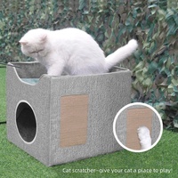 Lit pour chat en tissu chaud d'hiver, best-seller transfrontalier, amovible, lavable, pliable, semi-fermé, double couche