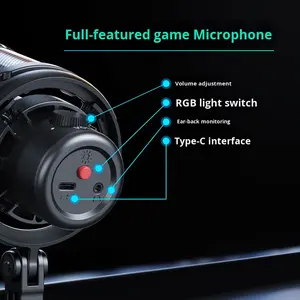 מיקרופון מחשב usb מעבה cardioid פלסטיק משחקים rgb לחיות הזרמת קול הקלטה שולחן עבודה הקלטה של רעש מסנן פופ - Product Image 4