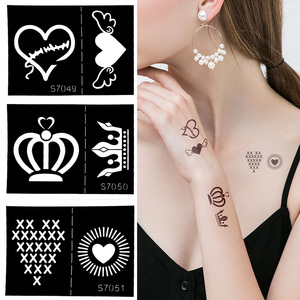 Stencil del <span class=keywords><strong>tatuaggio</strong></span> di arte del corpo della mano all'ingrosso di OEM su misura a forma di cuore piccoli stencil temporanei semipermanenti impermeabili del <span class=keywords><strong>tatuaggio</strong></span> - Product Image 6
