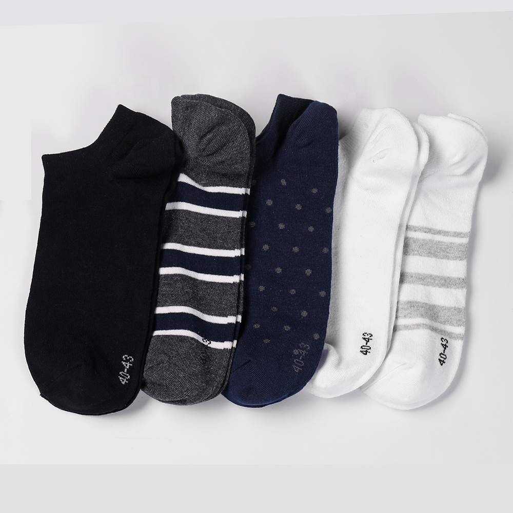 Мужские носки с полосками, базовые однотонные стильные хлопковые носки с низким вырезом, носки до щиколотки
