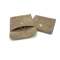 Petites pochettes à bijoux fantaisie, pochette d'emballage à bijoux personnalisée en brun, pochette à bijoux pour bague