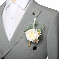 Corsage de Seda de Lujo con Tacto Real para Boda, Tema Bosque, Flor de Muñeca para Dama de Honor, Decoración Floral Hecha a Mano para Banquete de Boda