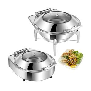 Juego de calentadores de comida tipo buffet de acero inoxidable con compartimentos y soportes para esterno para hoteles, restaurantes y catering - Product Image 6