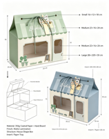 Boîte à pâtisserie créative en forme de maison, portable, haut de gamme, écologique, en carton rigide, avec fermeture magnétique et ouverture fenêtre de type toit