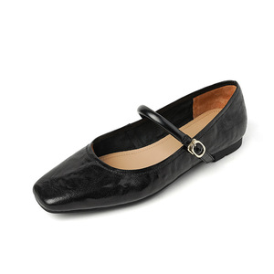 Zapatos Planos de Piel de Oveja Genuina para Mujer, con Punta Cuadrada, Hebilla Dorada, Estilo Mary Jane, Vintage, Casuales, Franceses, al por Mayor - Product Image 4