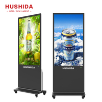 Affichage numérique sur pied Totem LED avec écran tactile Hushida de 43 pouces avec roulettes