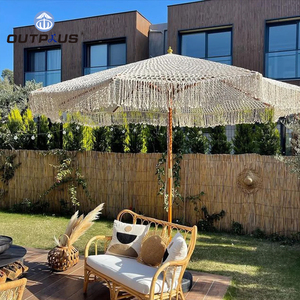 Parasol de jardin en <span class=keywords><strong>bois</strong></span> de luxe personnalisé, 2,4 m, avec franges en corde de coton, pour piscine, décoration de patio, grand parasol - Product Image 6