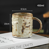 Sandy Clay crème réactive rétro fait à la main maison tasse à café irrégulière avec brun naturel peint et moucheté pour l'eau thé lait