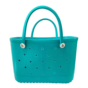 Customized wholesale Crossbody Eva Rubber Shopping Handbag Diagonal Plastic Silicone Beach Tote Bags For Women