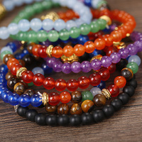 Bracelet en pierres naturelles de 6 mm, aventurine verte, agate rouge avec breloque tête, bijoux en jade unisexe, cadeau et souvenir de voyage
