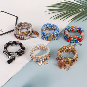 Bracelet ethnique bohème à perles, papillon tendance, cristal, multi-couches, multi-éléments, bracelet élastique - Product Image 5