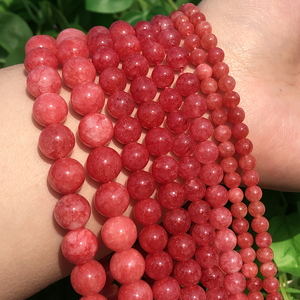 Moda 6/8/10/12MM perline di pietra allentata di giada rossa rodocrosite tinta rotonda per braccialetto collana fai da te - Product Image 1