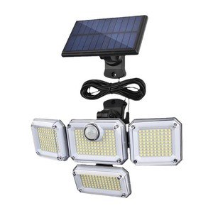 Lampe murale solaire à 4 têtes rotatives, étanche, extérieure, à détection de mouvement, pour cour et rue, 8W, interrupteur manuel - Product Image 2