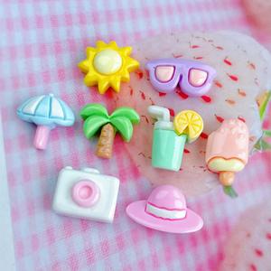 Mini chapeau de soleil en forme de cocotier brillant, ornement pour ongles, boucles d'oreilles, colle crème, clous, perles en acrylique, plastique, lucite, Duolang <span class=keywords><strong>Re</strong></span>-0872 - Product Image 4