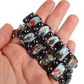 Black Gallstone Magnet <b>Bracelet</b> 7 Inch Oil Sprinkled Pattern <b>Red</b> Ore Square Bead Unisex Fashion Beaded <b>Bracelet</b> - Product Image 3