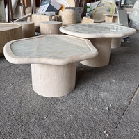 Table basse en onyx blanc brillant de luxe SW STONE, grande, moderne, de style nordique, en travertin nuage, pour salon, en marbre emboîtable