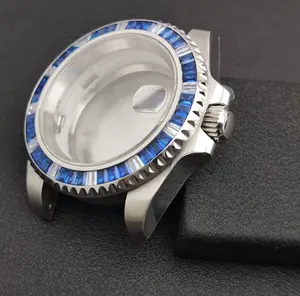 Furitimeカスタムczストーン自動機械式41mmモアッサナイトベゼルステンレス鋼時計ケース