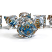 Fourniture d'usine : Ensemble de dés polyédriques en résine faits main à bords tranchants, avec noyau liquide et effet de sable mouvant, pour jeux de rôle de table (RPG) et D&D