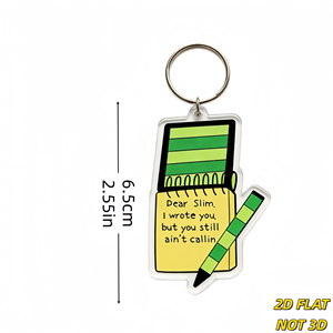 Porte-clés fantaisie amusant, en acrylique, léger, design de carnet 'Dear Slim I Wrote You', thème ludique - Product Image 2