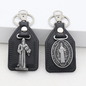 Llavero de Metal DE LA Virgen María, llavero católico, regalo religioso de cuero PU, llavero de San Cristóbal Benito Jesús - Product Image 4